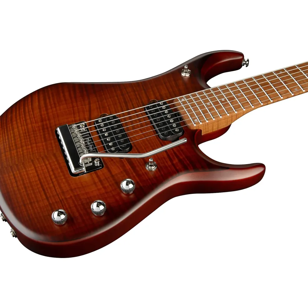 Ernie Ball Music Man JP15 Roasted Flame Maple Top 7-String Electric Guitar Sahara Burst