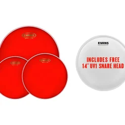 Evans Hydraulic Red Tom Pack With Free 14" UV1 Snare Head 10, 12, 16 in.