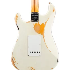 Fender Custom Shop 1956 Heavy Relic Thinline Stratocaster Electric Guitar Aged Olympic White Over Choc 2-Tone Sunburst