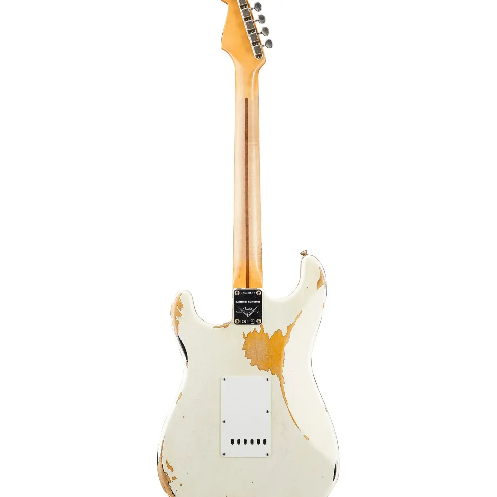 Fender Custom Shop 1956 Heavy Relic Thinline Stratocaster Electric Guitar Aged Olympic White Over Choc 2-Tone Sunburst