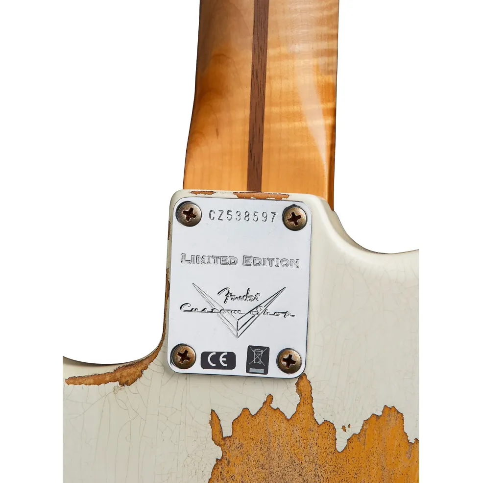 Fender Custom Shop 1956 Heavy Relic Thinline Stratocaster Electric Guitar Aged Olympic White Over Choc 2-Tone Sunburst
