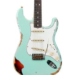 Fender Custom Shop 1967 Stratocaster Limited-Edition Heavy Relic Electric Guitar Aged Surf Green over 3-Color Sunburst