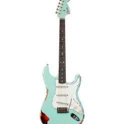 Fender Custom Shop 1967 Stratocaster Limited-Edition Heavy Relic Electric Guitar Aged Surf Green over 3-Color Sunburst