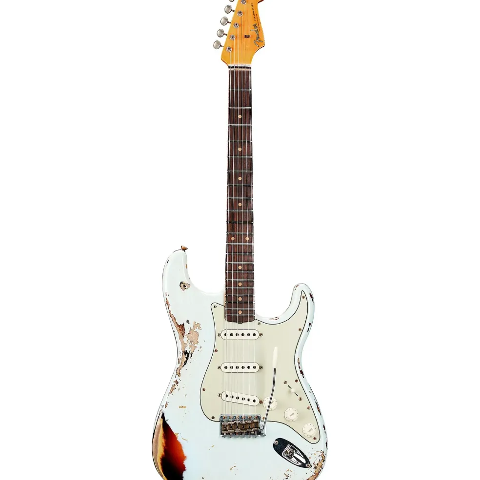 Fender Custom Shop '61 Stratocaster Heavy Relic Electric Guitar Super Faded Aged Sonic Blue over 3-Color Sunburst