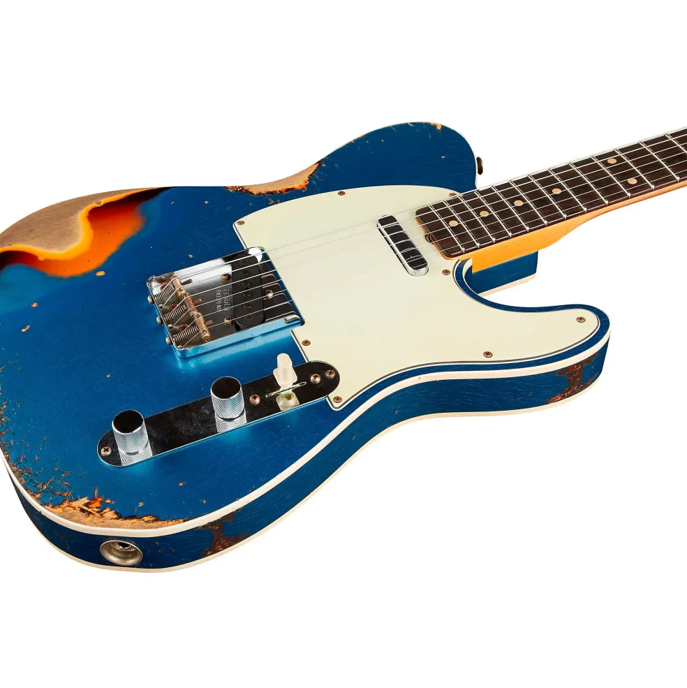 Fender Custom Shop 1960 Telecaster Custom Relic Electric Guitar Aged Lake Placid Blue over 3-Color Sunburst