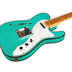 Fender Custom Shop Limited-Edition '60s Custom Telecaster Thinline Relic Maple Fingerboard Electric Guitar Aged Sea Foam Green Sparkle