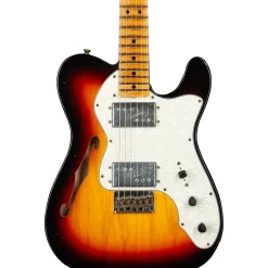 Fender Custom Shop Limited-Edition '70s Tele Thinline Journeyman Relic Electric Guitar Bleached 3-Color Sunburst