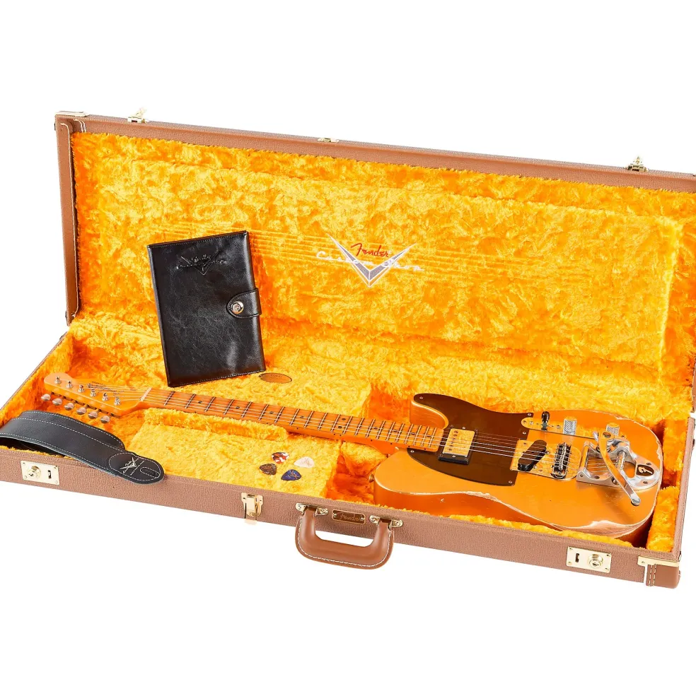 Fender Custom Shop '50s Vibra Telecaster Limited-Edition Heavy Relic Electric Guitar Aztec Gold