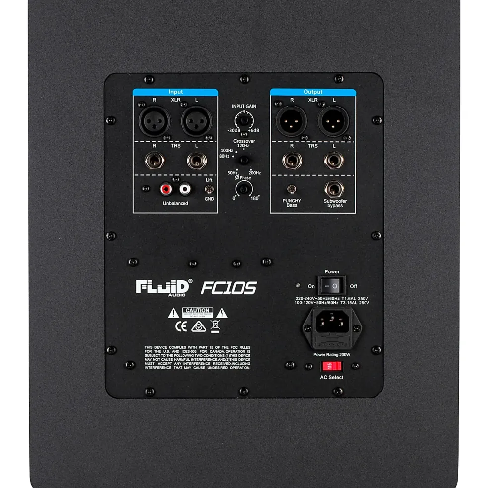 Fluid Audio FC10S 10" Powered Studio Subwoofer