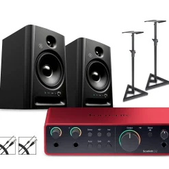 Focusrite 2i2 Gen4 With Harbinger Studio Monitor Pair, Stands & Cables SM508