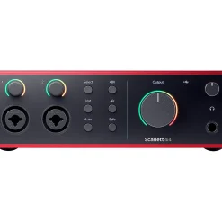 Focusrite Scarlett 4i4 Gen 4 With Adam Audio T-Series Studio Monitor Pair & T10S Subwoofer Bundle (Stands & Cables Included) T7V