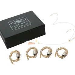 Galaxy Audio HSM4 Dual Ear Headset Mic with 4 Gen 2 Audio Technica Cables, Windscreen, Clip and Case Beige