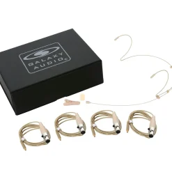Galaxy Audio HSM4 Dual Ear Headset Mic With 4 Shure Connector Cables, Windscreen, Clip and Case Beige