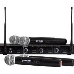 Gemini UHF-04M 4-Channel Wireless Handheld Microphone System, 517.6/521.5/533.7/537.2mHz S1234