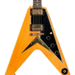 Gibson Custom 1958 Korina Flying V Black Pickguard Electric Guitar Natural