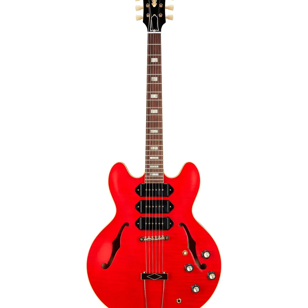Gibson Custom M2M 1964 ES-335 Figured P-90 VOS Semi-Hollow Electric Guitar Transparent Cherry