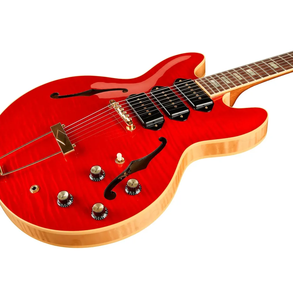 Gibson Custom M2M 1964 ES-335 Figured P-90 VOS Semi-Hollow Electric Guitar Transparent Cherry