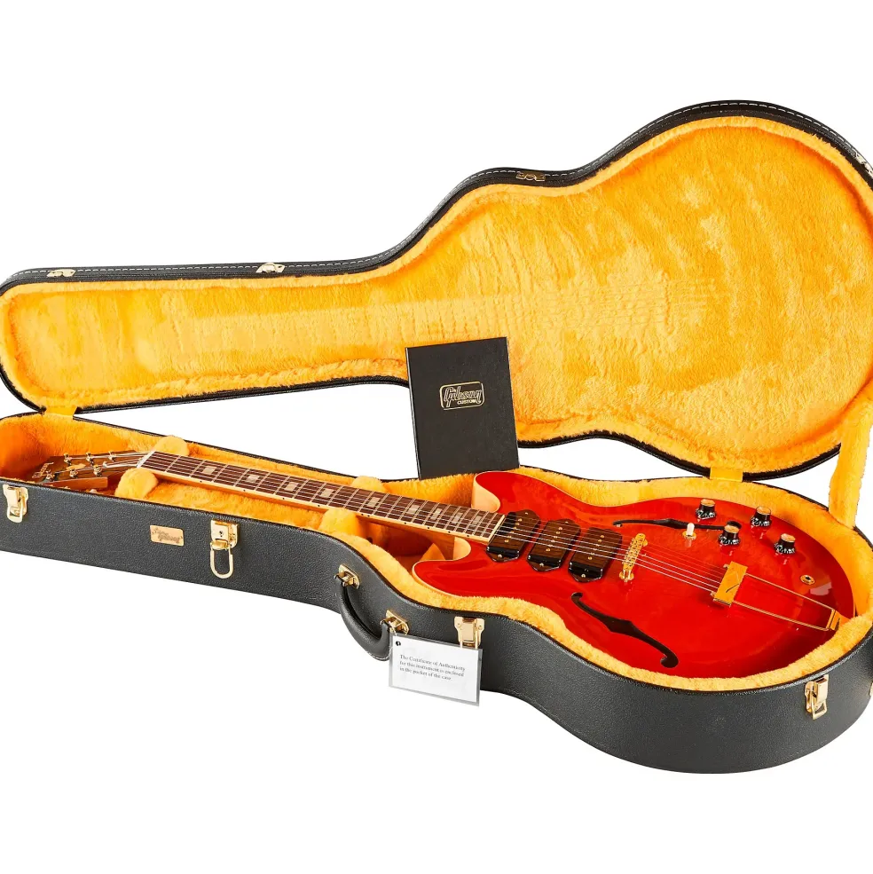 Gibson Custom M2M 1964 ES-335 Figured P-90 VOS Semi-Hollow Electric Guitar Transparent Cherry