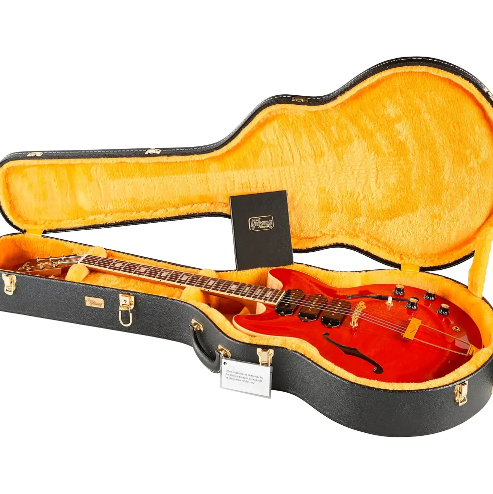 Gibson Custom M2M 1964 ES-335 Figured P-90 VOS Semi-Hollow Electric Guitar Transparent Cherry