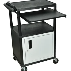 H. Wilson Plastic Cart with Steel Cabinet and Pullout Keyboard Tray