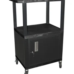 H. Wilson Tuffy Plastic 42" 3-Shelf Cart/Cabinet 42 Black