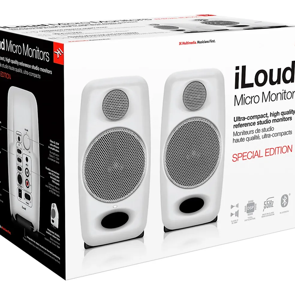 IK Multimedia iLoud Micro Monitor 3" Powered Studio Monitors (Pair), White