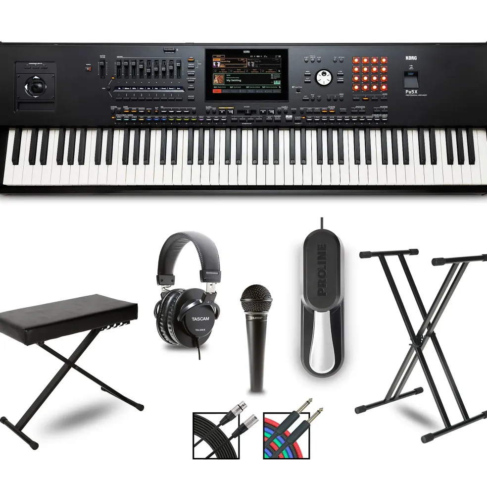 KORG Pa5X 88-Key Arranger With Stand, Pedal, Bench, Headphones, Microphone and Cables