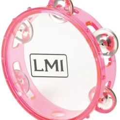 LMI Transparent Tambourine With Head Pink 15CM