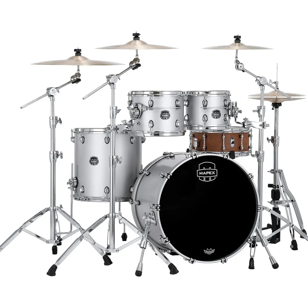 Mapex Saturn Evolution Rock Birch 4-Piece Shell Pack With 22" Bass Drum Iridium Silver