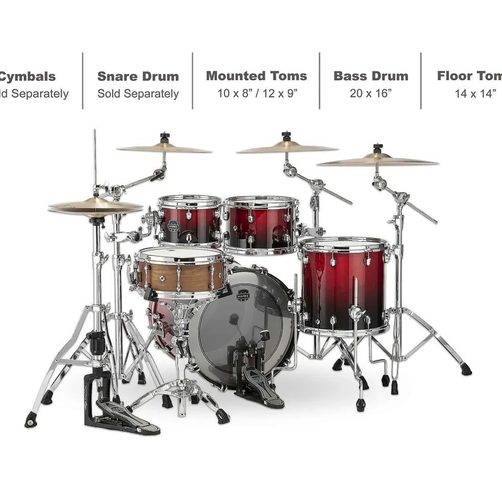 Mapex Saturn Fusion 4-Piece Shell Pack With 20" Bass Drum Scarlet Fade