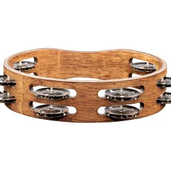MEINL Compact Wood Tambourine with Double Row Stainless Steel Jingles 8 in. Walnut Brown