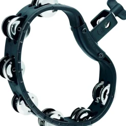 MEINL HTMT4BK Mountable Guiro Tambourine with Double Row Steel Jingles Black