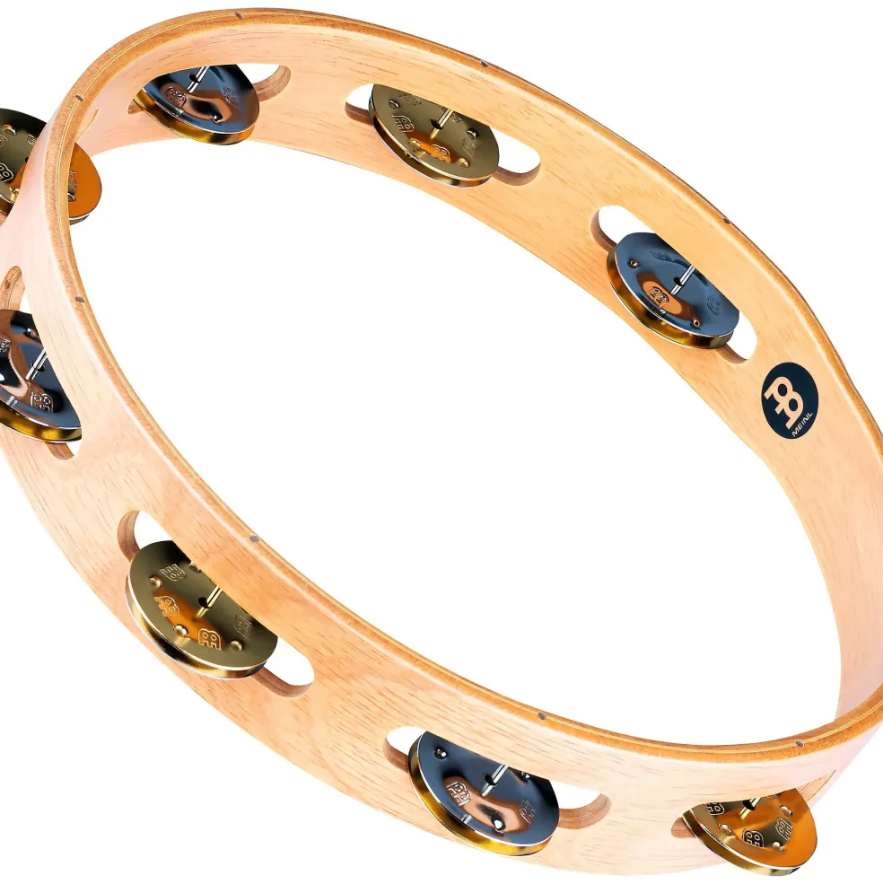 MEINL Recording-Combo Wood Tambourine One Row Dual Alloy Jingles Super Natural