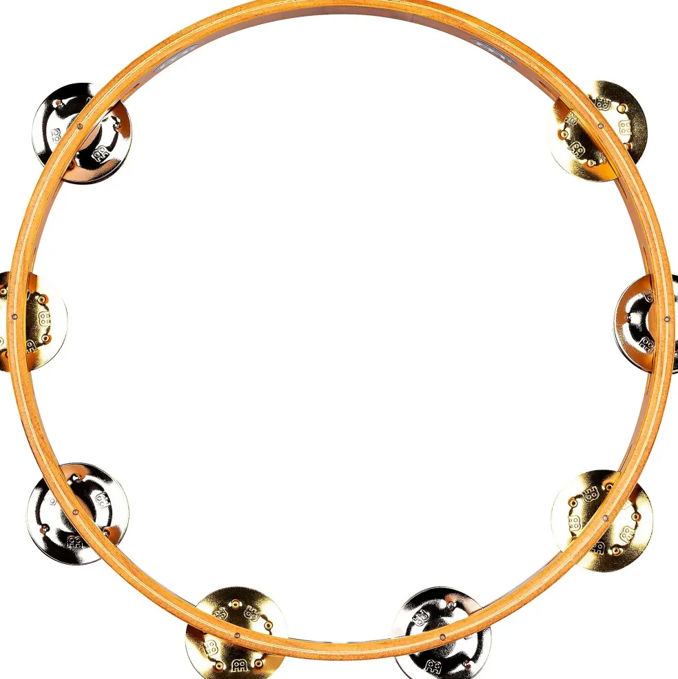 MEINL Recording-Combo Wood Tambourine One Row Dual Alloy Jingles Super Natural