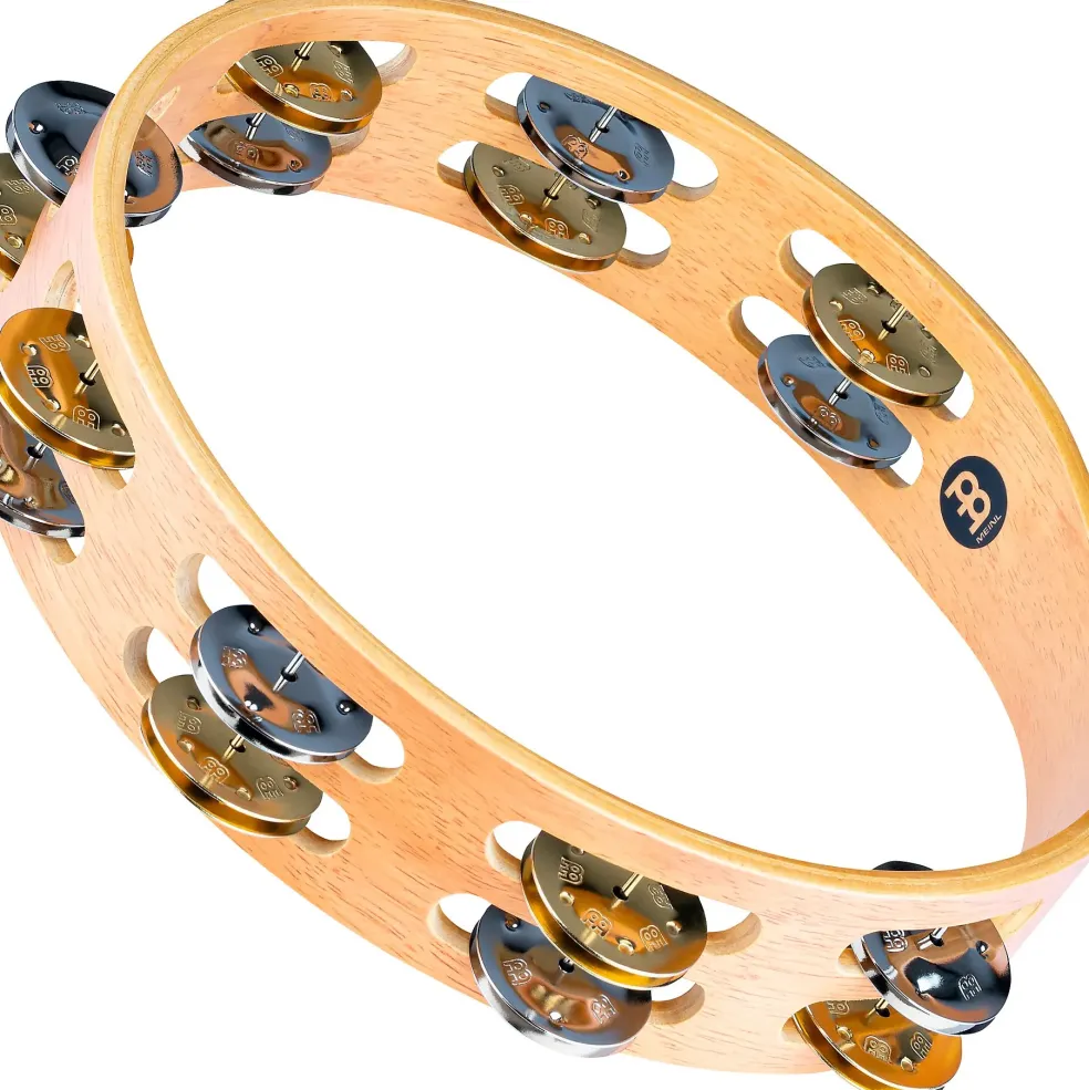 MEINL Recording-Combo Wood Tambourine Two Rows Dual Alloy Jingles Super Natural