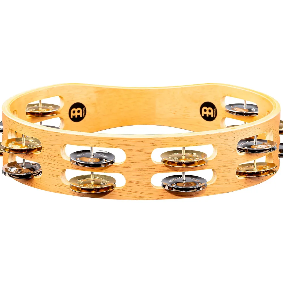 MEINL Recording-Combo Wood Tambourine Two Rows Dual Alloy Jingles Super Natural