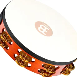 MEINL Traditional Goat-Skin Wood Tambourine Two Rows Brass Jingles