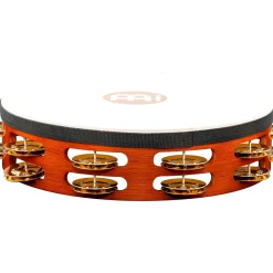 MEINL Traditional Goat-Skin Wood Tambourine Two Rows Brass Jingles