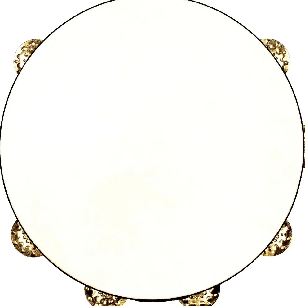 MEINL Vintage Goat-Skin Wood Tambourine One Row Brass Jingles Walnut Brown 10 in.