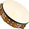 MEINL Vintage Goat-Skin Wood Tambourine Two Rows Brass Jingles Walnut Brown 10 in.