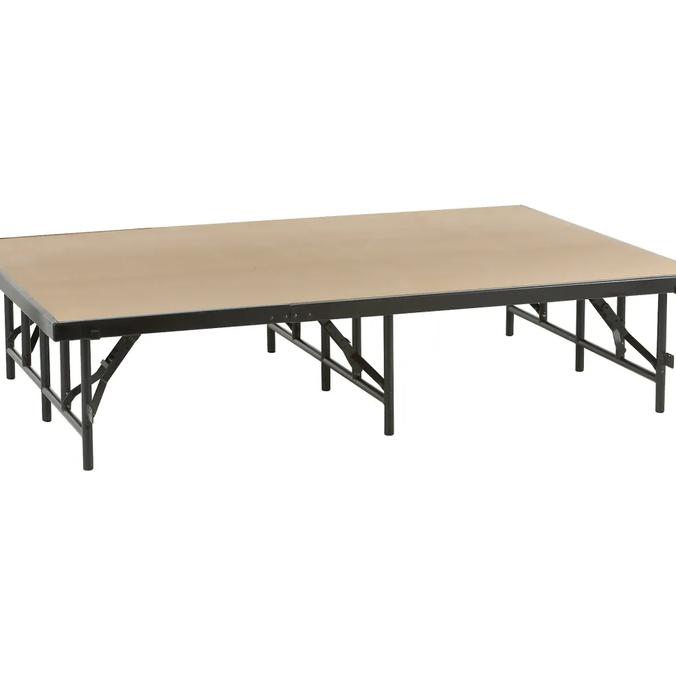 Midwest Folding Products 4' Deep X 6' Wide Single Height Portable Stage & Seated Riser 8 Inches High Pewter Gray Carpet