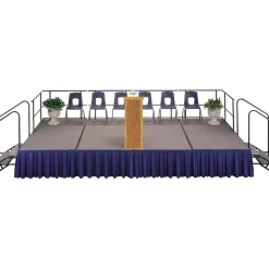 Midwest Folding Products 4' Deep X 8' Wide Single Height Portable Stage & Seated Riser 16 Inches High Pewter Gray Carpet