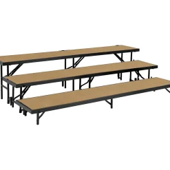 National Public Seating 3 Level Straight Standing Choral Riser (18"x96" Platform) Hardwood Floor