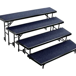 National Public Seating 4 Level Tapered Standing Choral Riser Blue Carpet