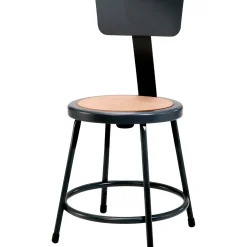 National Public Seating Heavy Duty Steel Stool With Backrest 18" Black