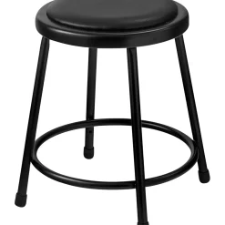 National Public Seating Heavy Duty Vinyl Padded Steel Stool 18" Black