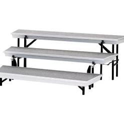 National Public Seating TransPort Tapered Choral Riser 3-Level Grey Carpet