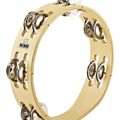 Nino Compact Wood Tambourine with Double Row Nickel Silver Plated Steel Jingles