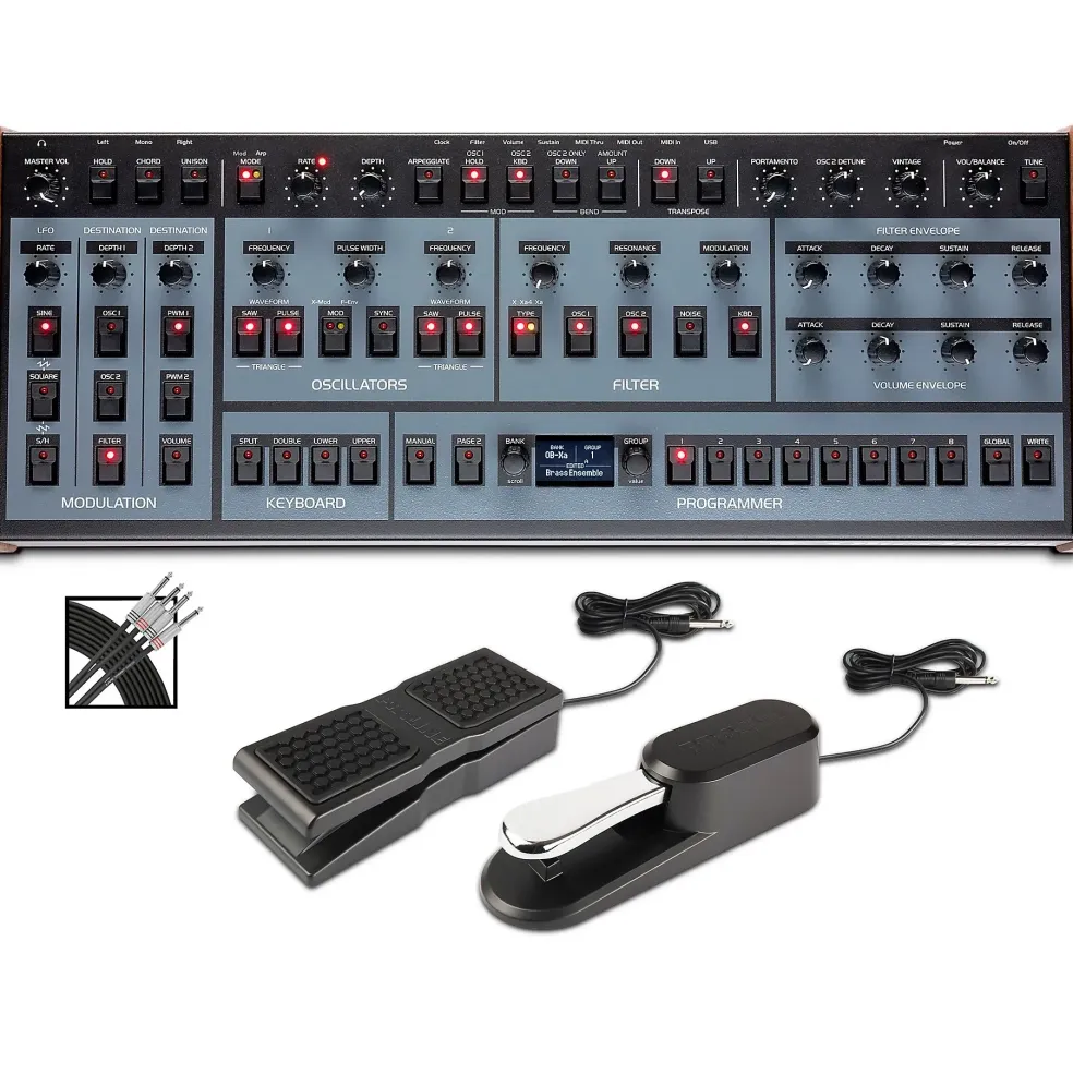 Oberheim OB-X8 Desktop Module With Sustain and Expression Pedals, Audio Cables