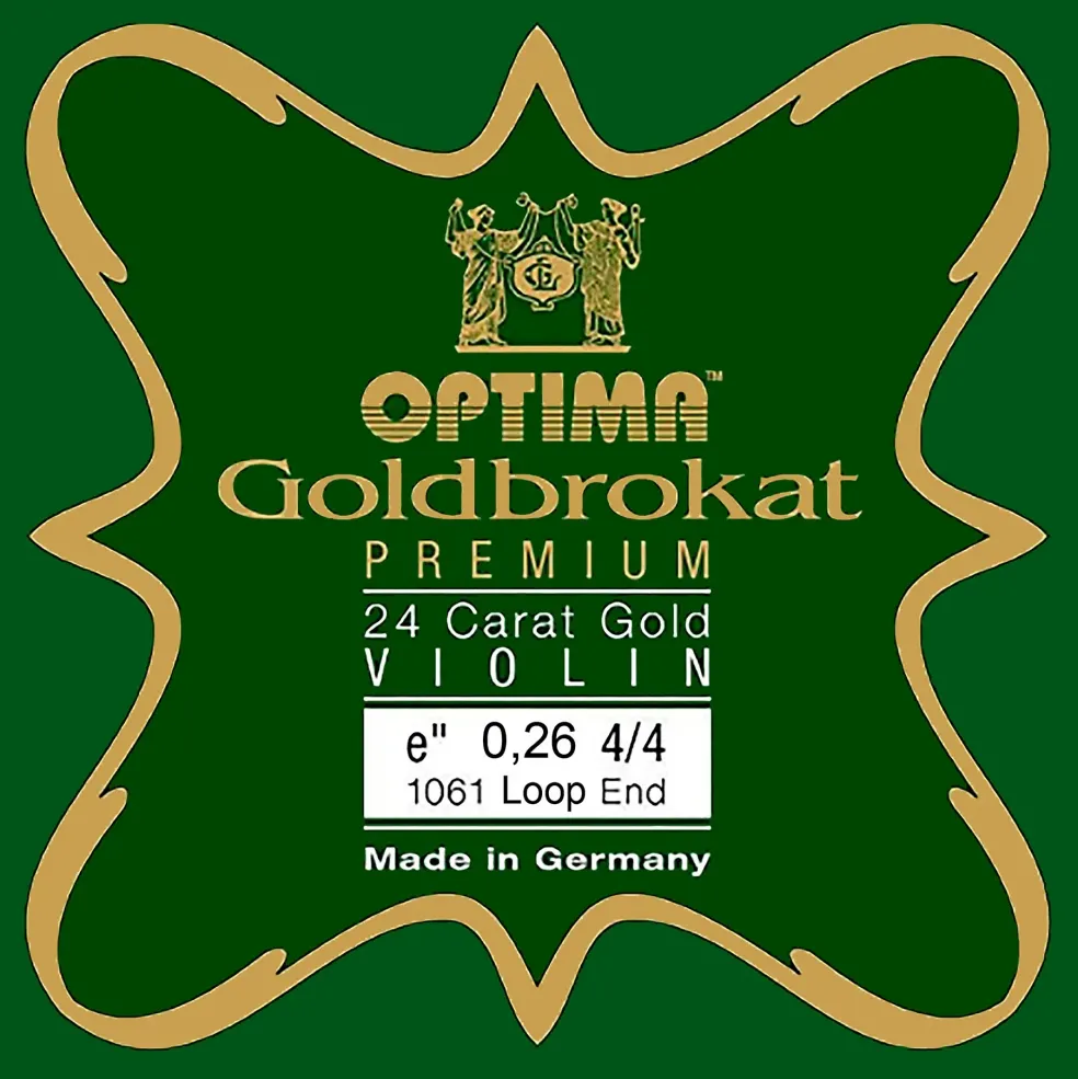 Optima Goldbrokat Premium 24K Gold Plated Steel Violin E String 4/4 Size, Light Steel, 26 guage loop end